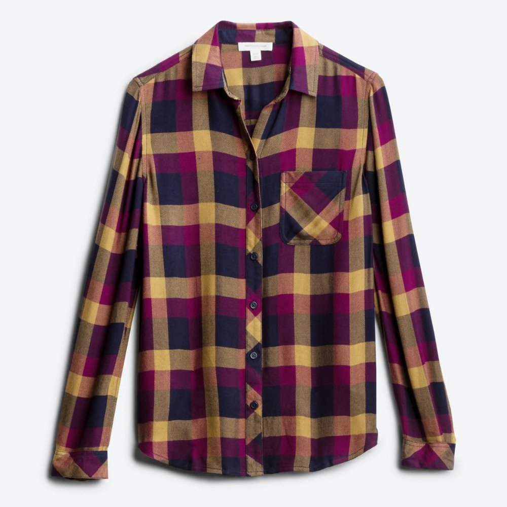 Beach Lunch Lounge Charley Top - Relaxed, Soft, Plaid Buttondown with Pocket